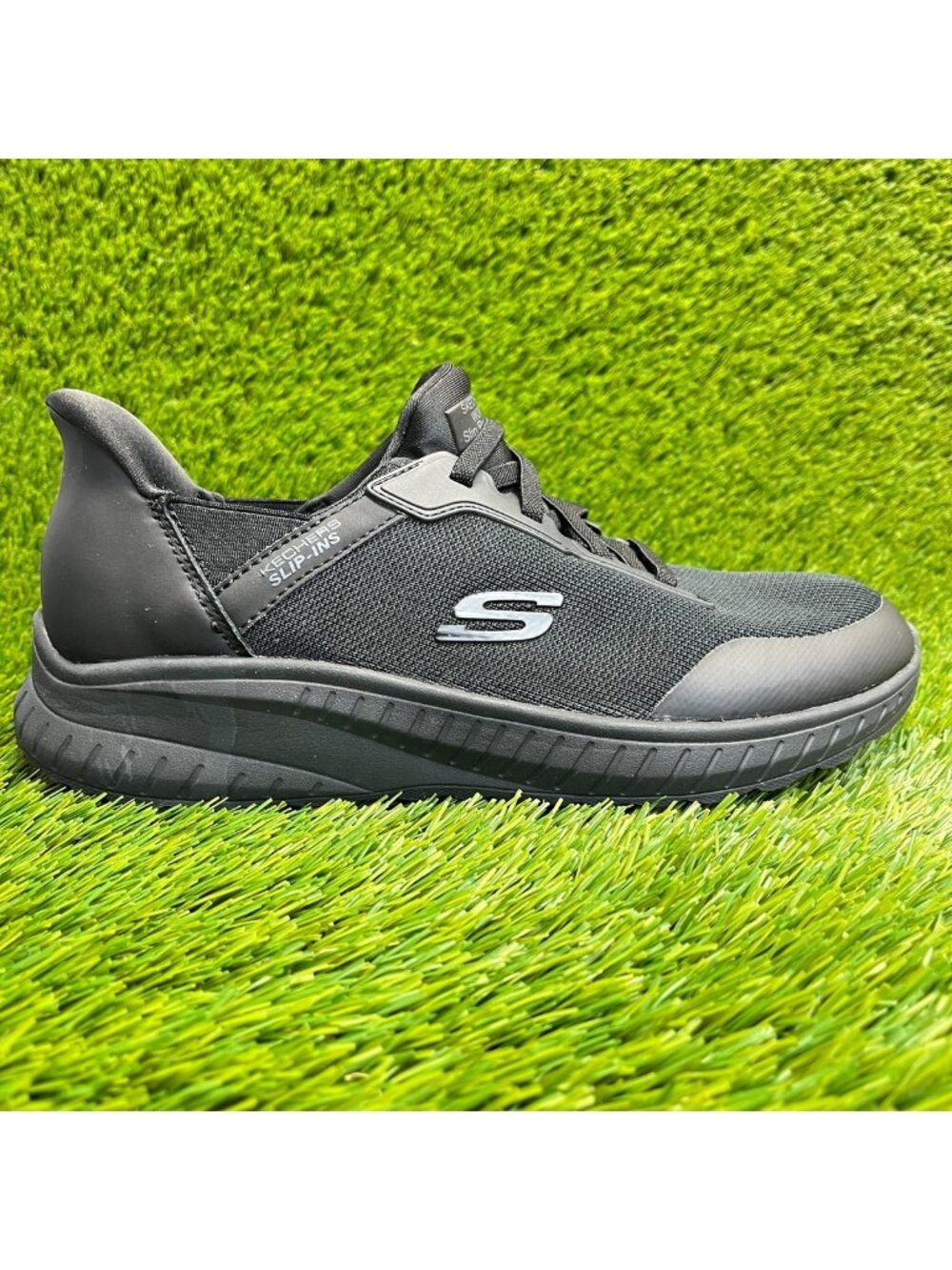 Skechers Squad Chaos SR Adelo Womens Size 9.5 Black Slip On Work Shoes Sneakers